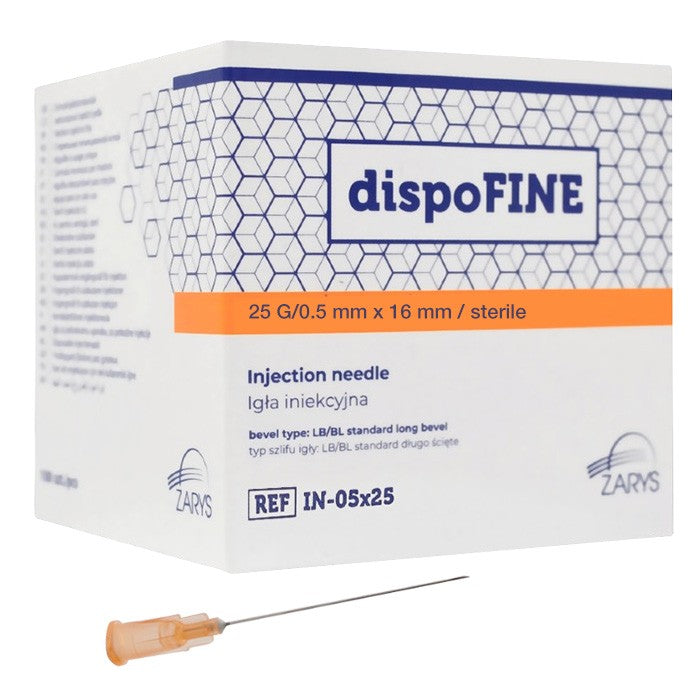 Aiguilles Zarys dispoFINE – 25 G 1" (0,5 x 25 mm) Orange – 100 pièces