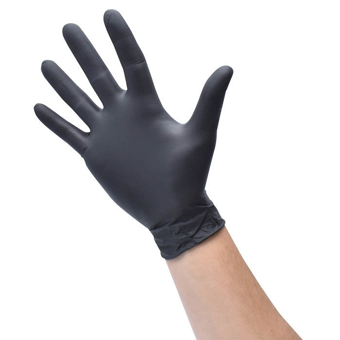 Gants en nitrile, non poudrés, noir - 100 gants