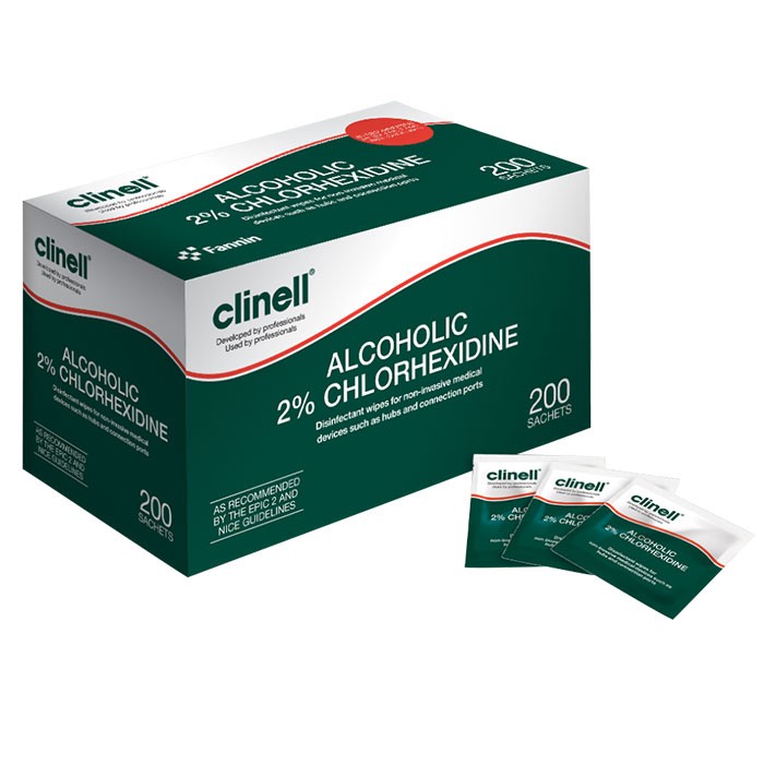 Lingettes alcoolisées Clinell avec 2% de chlorhexidine