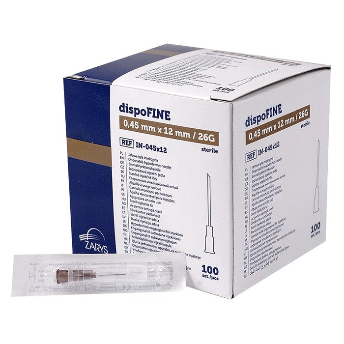 Aiguilles Zarys dispoFINE  – 26 G 4/9" (0,45 x 12 mm) Brun – 100 pièces