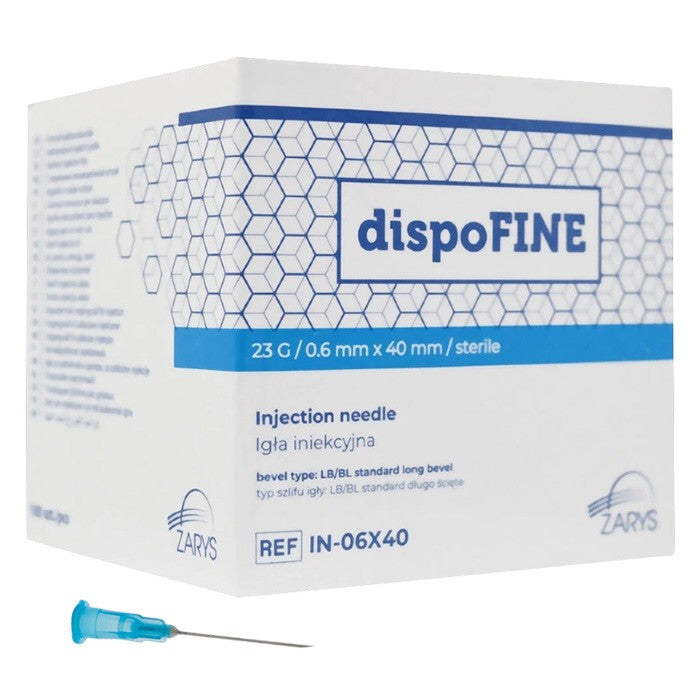 Aiguilles Zarys dispoFINE  – 23 G 1 1/4" (0,6 x 30 mm) Bleu profond – 100 pièces