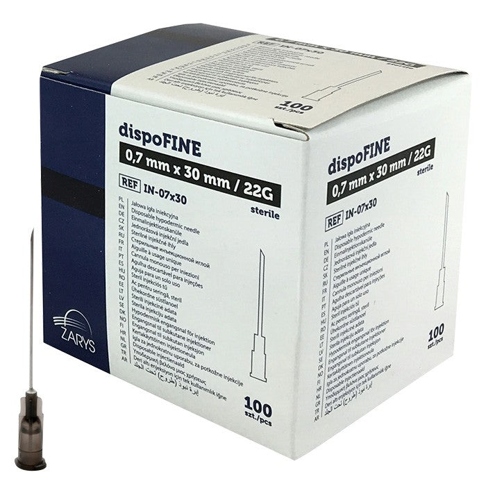 Aiguilles Zarys dispoFINE  – 22 G 2" (0,7 x 50 mm) Noir – 100 pièces