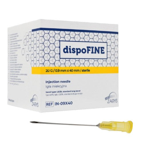 Aiguilles Zarys dispoFINE  – 20 G 1 1/2" (0,9 x 40 mm) Jaune